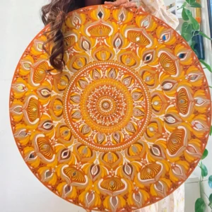 Golden Harmony – 22" Radiant Mandala Wall Art