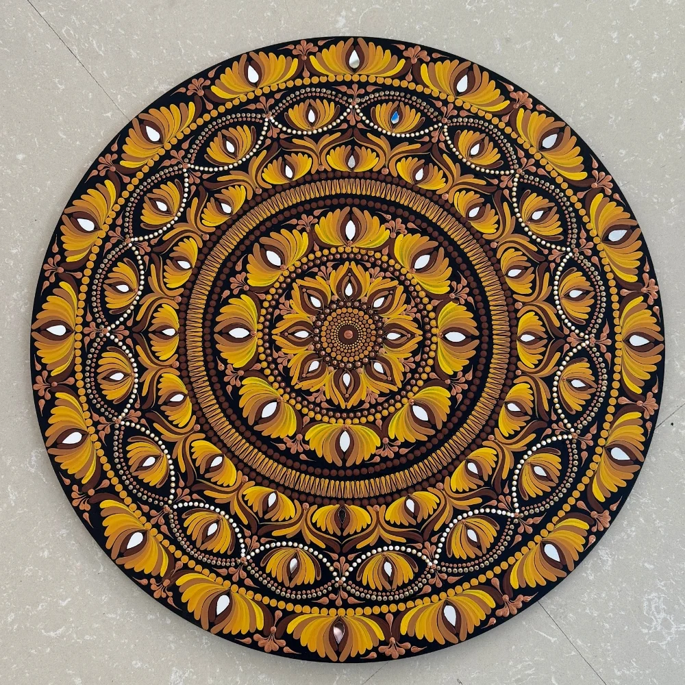 Golden Sunrise – 30" Yellow Mandala Wall Art - Image 6