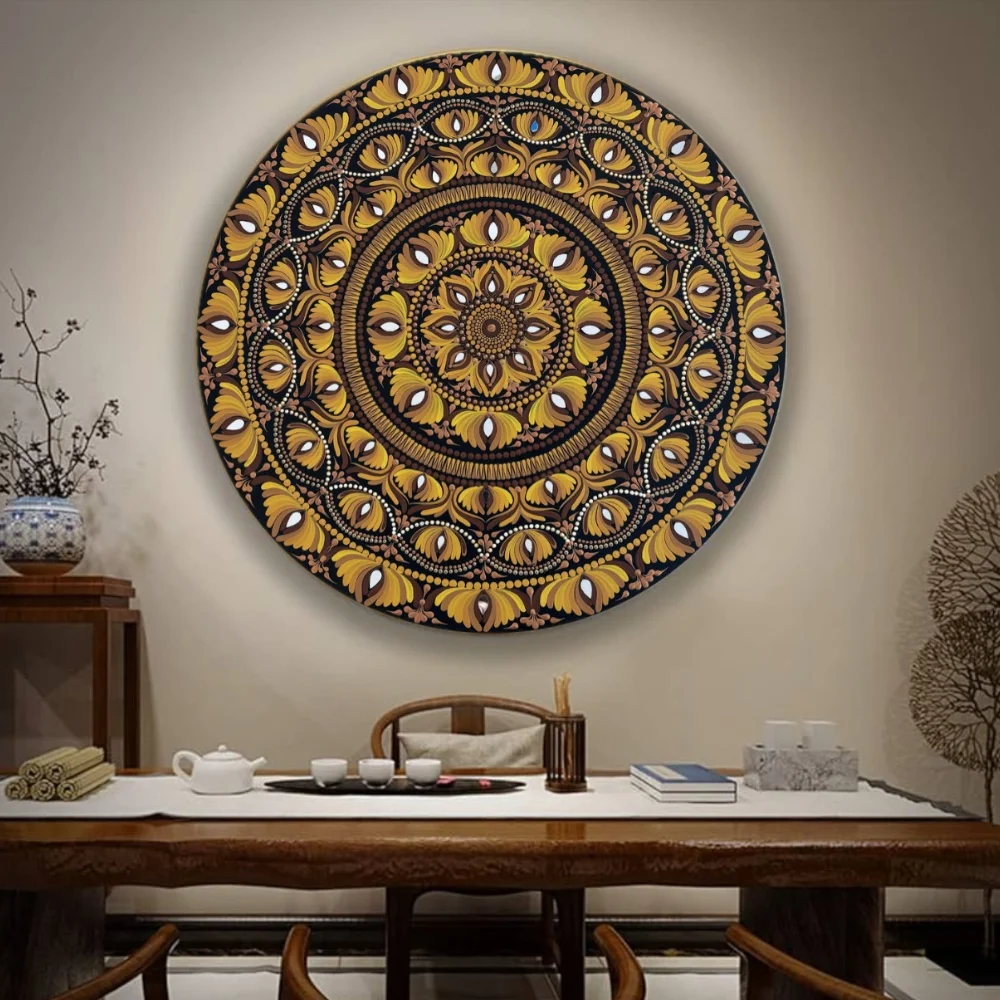 Golden Sunrise – 30" Yellow Mandala Wall Art - Image 4