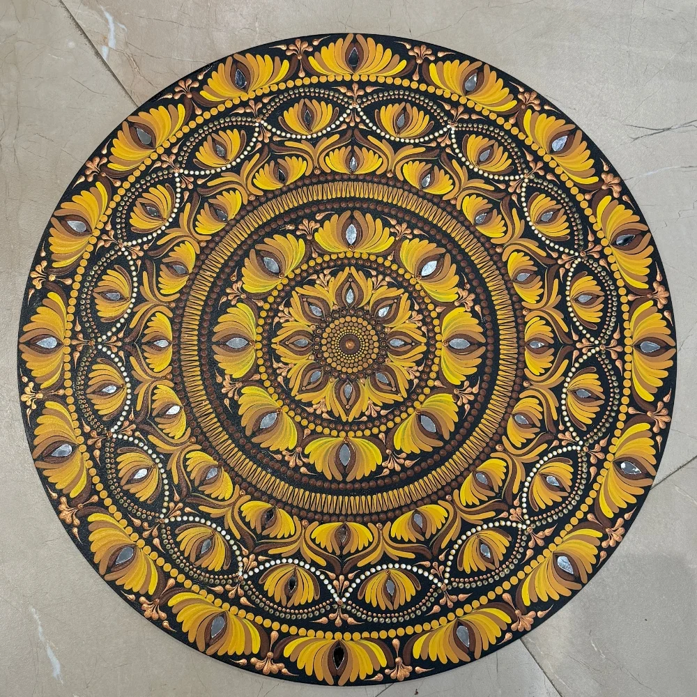 Golden Sunrise – 30" Yellow Mandala Wall Art - Image 7