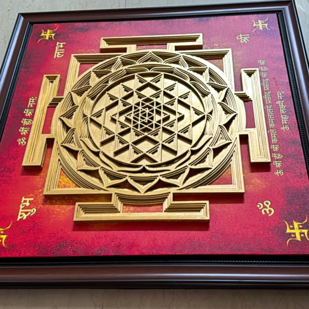 Sacred Geometry – 36" 3D Shri Yantra Mandala Wall Art - Image 3