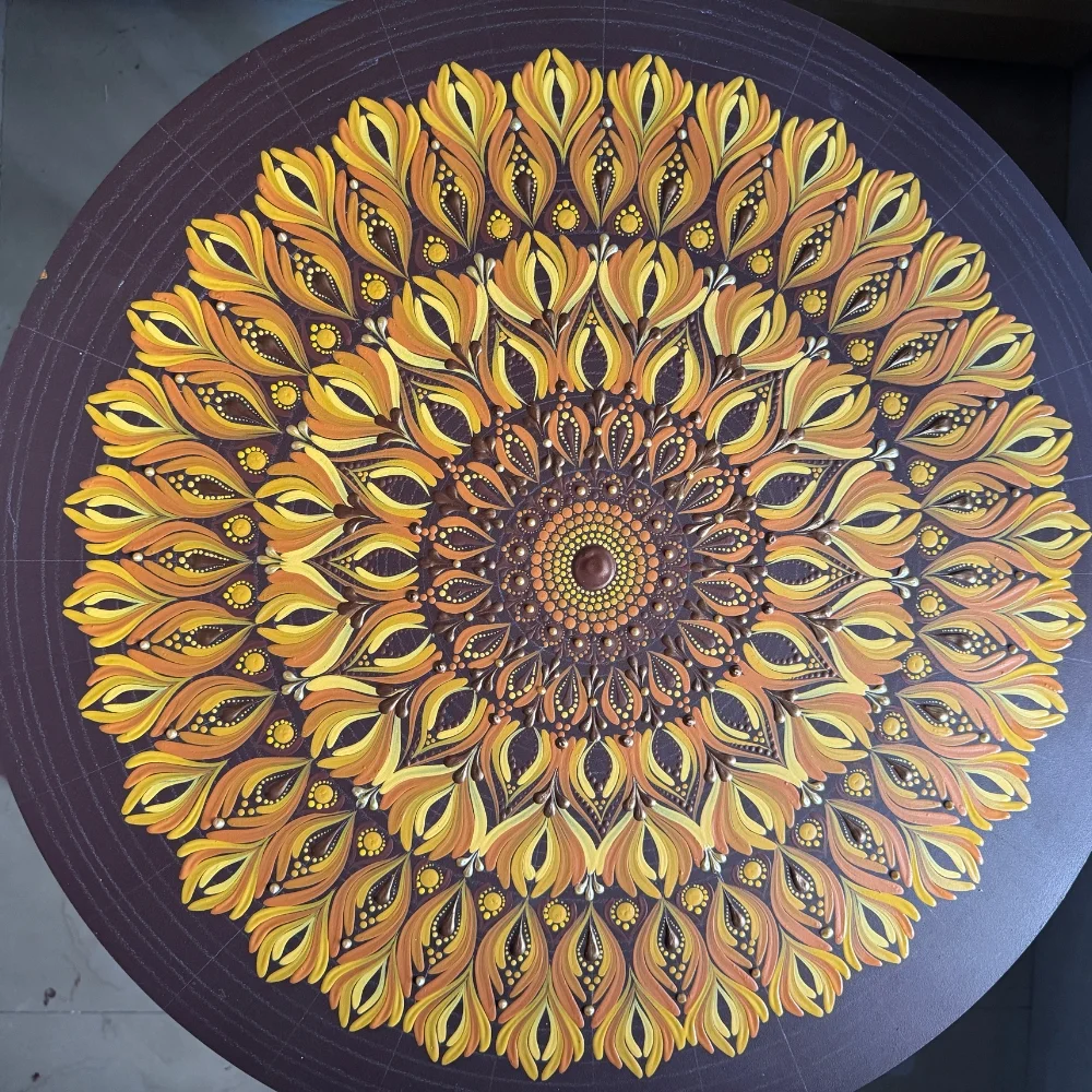Golden Bloom – 22" Sunflower Mandala Wall Art - Image 5