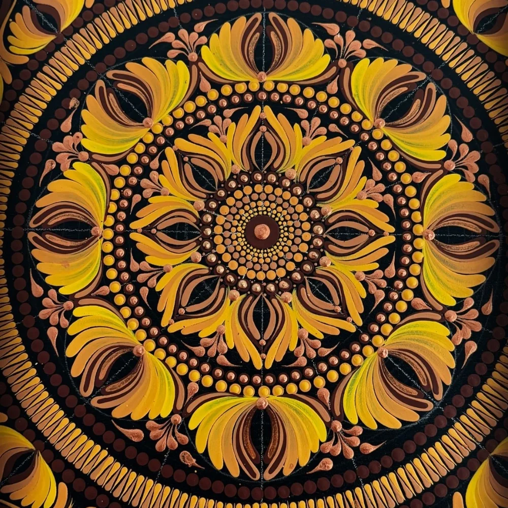 Golden Sunrise – 30" Mandala Wall Art - Image 2